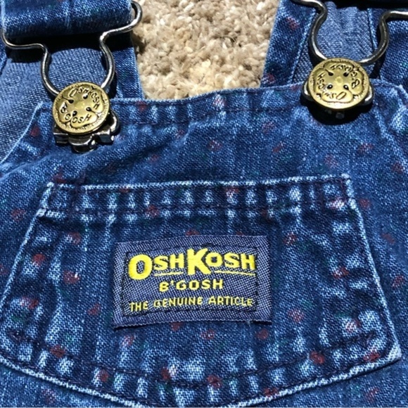 Vintage OshKosh B’gosh denim overalls with cherries 6-9 m ss - Picture 3 of 6